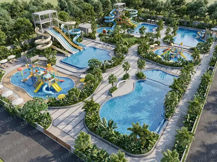 Desain waterpark 3D — konsep visual dan engineering oleh CV. Timur Abadi Fiber
