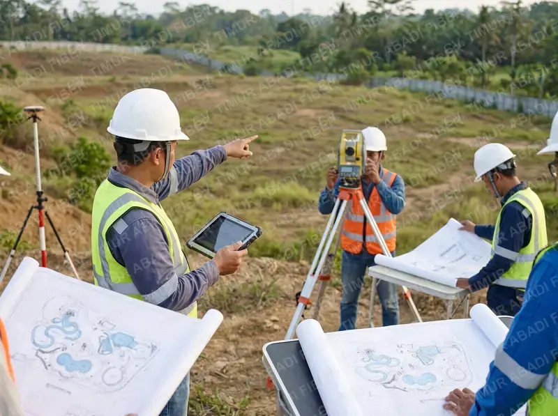 Konsultasi & survei lokasi — tahap awal konstruksi waterpark CV. Timur Abadi Fiber