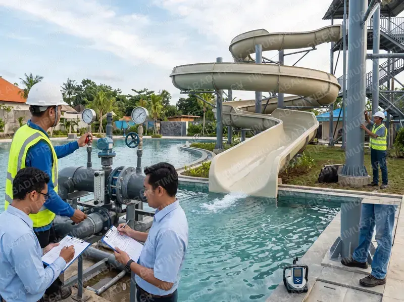 Uji kelayakan & serah terima waterpark — commissioning dan garansi resmi